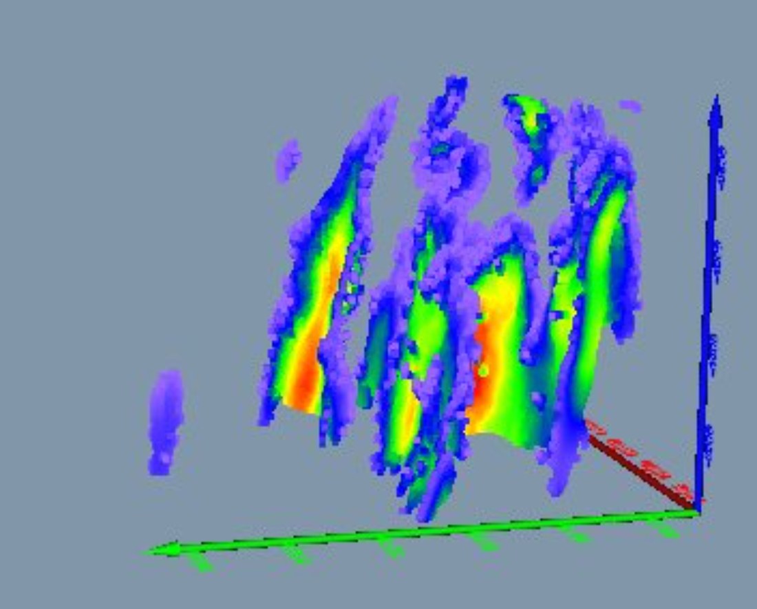 High-permeability structures extracted from the PFI volume as near-vertical sheets